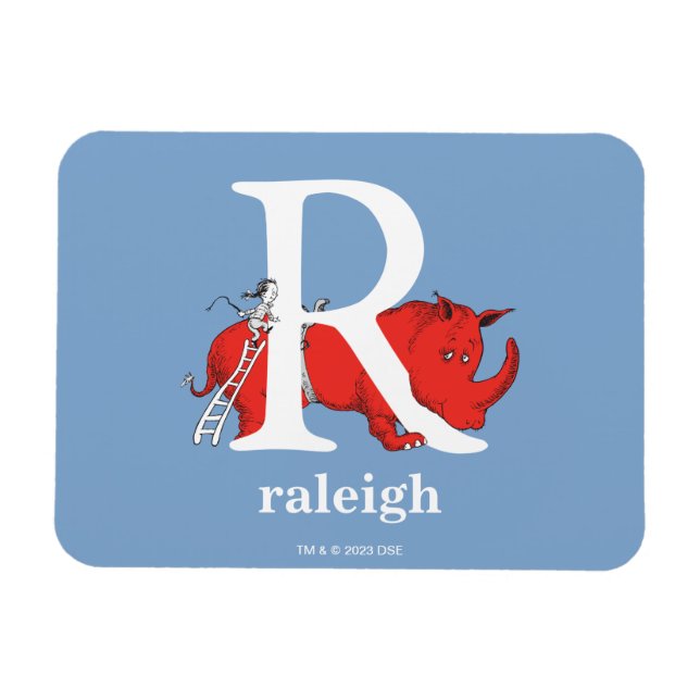 Dr Seuss ABC: Brev R - White | Lägg till ditt namn Magnet (Horisontell)