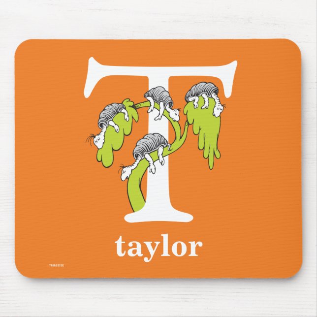 Dr Seuss ABC: Brev T - White | Lägg till ditt namn Musmatta (Framsidan)