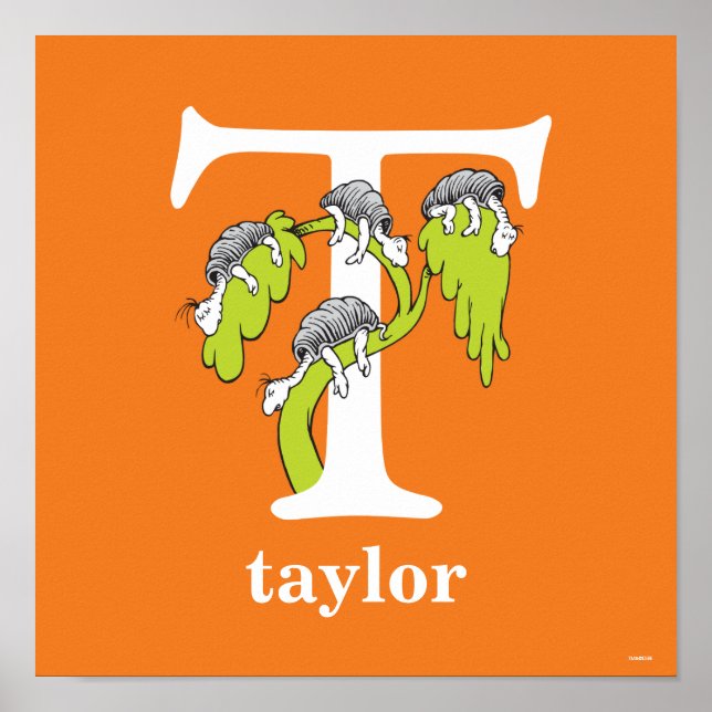 Dr Seuss ABC: Brev T - White | Lägg till ditt namn Poster (Framsidan)