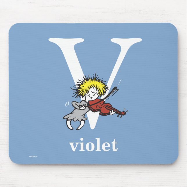 Dr Seuss ABC: Brev V - vit | Lägg till ditt namn Musmatta (Framsidan)