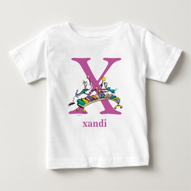 Dr Seuss ABC: Brev X - Lila | Lägg till ditt namn Tee Shirt (Framsida)