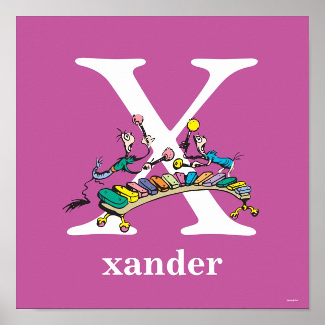 Dr Seuss ABC: Brev X - White | Lägg till ditt namn Poster (Framsidan)