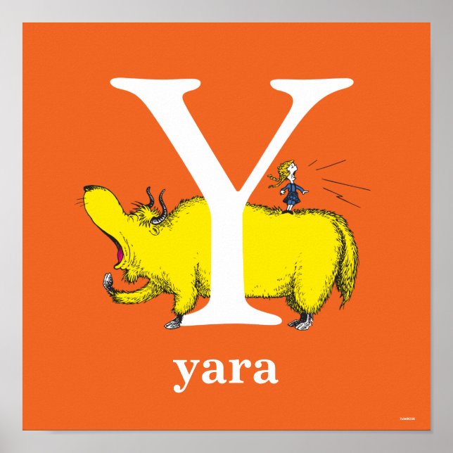 Dr Seuss ABC: Brev Y - White | Lägg till ditt namn Poster (Framsidan)