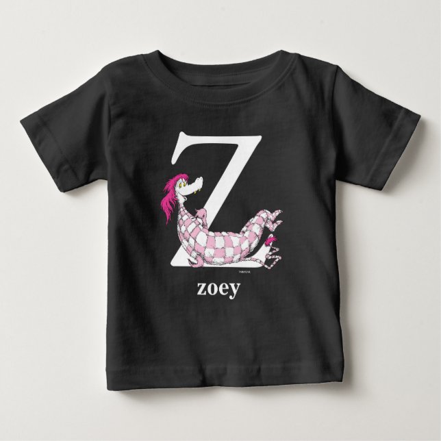 Dr Seuss ABC: Brev Z - vit| Lägg till ditt namn Tee Shirt (Framsida)