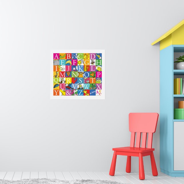 Dr Seuss ABC Colorful Block Brev Mönster Poster (Barnkammare 1)