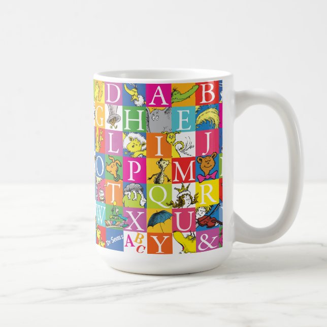 Dr. Seuss ABC Färgglatt blockbokstavsmönster Kaffemugg (Höger)