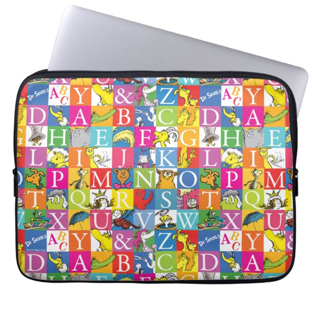 Dr. Seuss ABC Färgglatt blockbokstavsmönster Laptop Fodral (Framsidan)