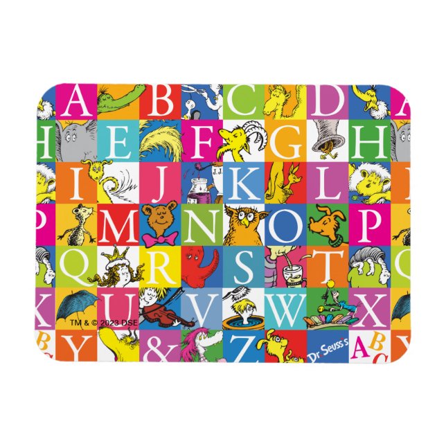 Dr. Seuss ABC Färgglatt blockbokstavsmönster Magnet (Horisontell)