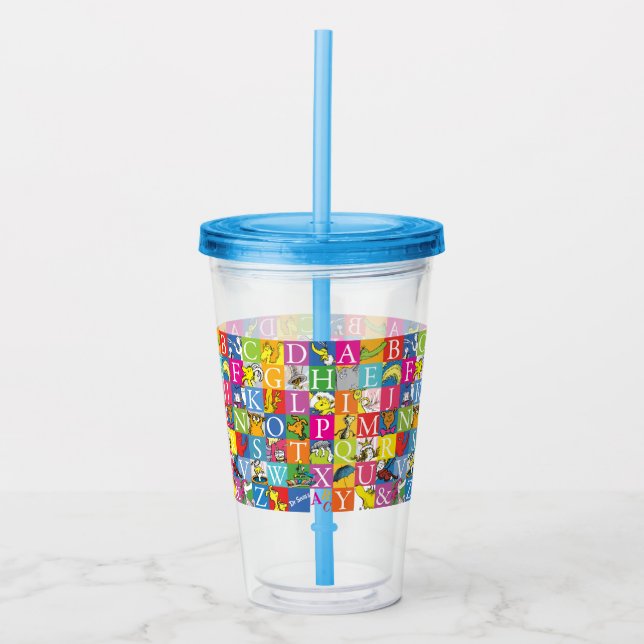 Dr. Seuss ABC Färgglatt blockbokstavsmönster Take Away Mugg (Framsida)