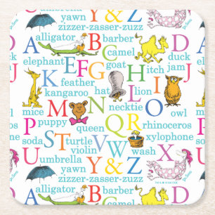Dr. Seuss ABC-mönster med ord Underlägg Papper Kvadrat