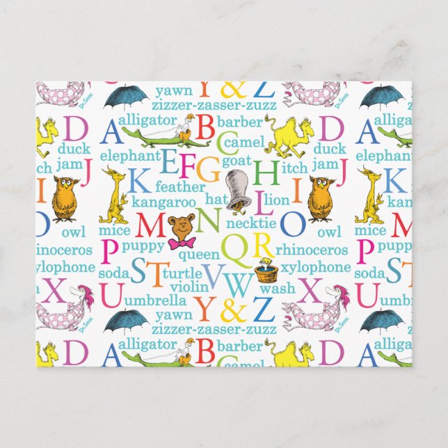 Dr. Seuss ABC-mönster med ord Vykort (Framsida)