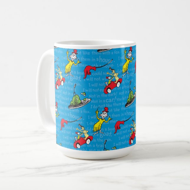 Dr Seuss| Ägg och Grönt storybook Mönster Kaffemugg (Framsida vänster)