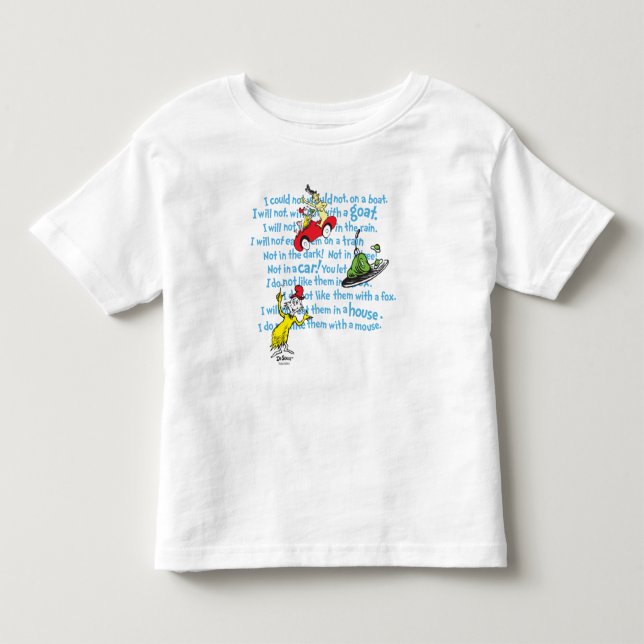 Dr Seuss| Ägg och Grönt storybook Mönster T Shirt (Framsida)