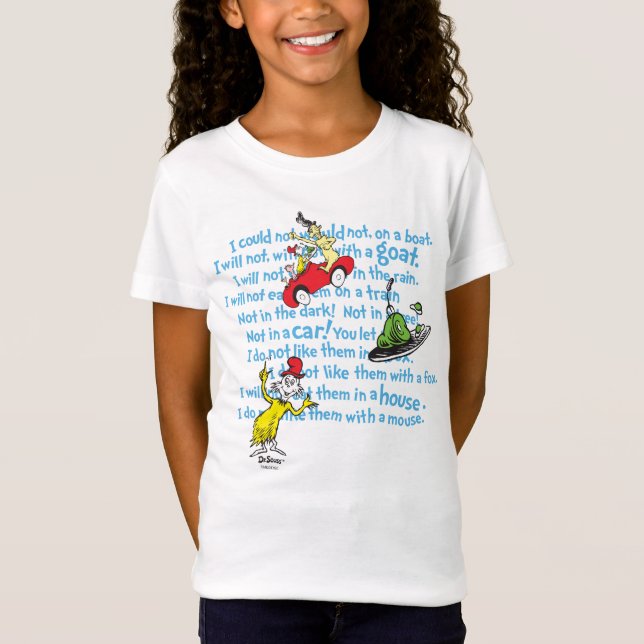 Dr Seuss| Ägg och Grönt storybook Mönster T Shirt (Framsida)