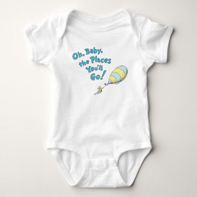 Dr Seuss | Åh, Baby, Stället du kommer att gå! Blå T Shirt (Framsida)