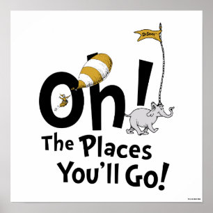 Dr. Seuss Åh, de platser du kommer att gå! Retro Poster