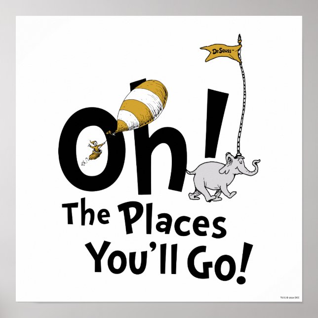 Dr. Seuss | Åh, de platser du kommer att gå! Retro Poster (Framsidan)