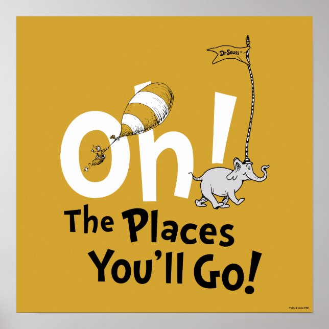 Dr. Seuss | Åh, de platser du kommer att gå! Retro Poster (Framsidan)