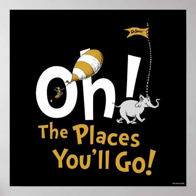 Dr. Seuss | Åh, de platser du kommer att gå! Retro Poster (Framsidan)