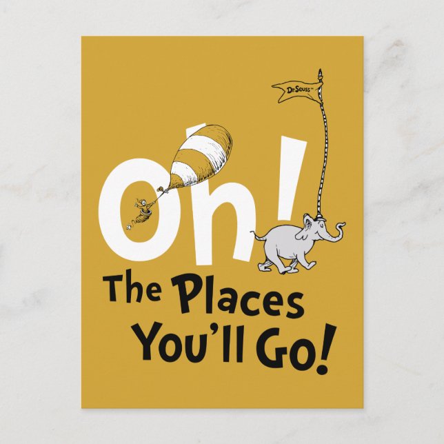 Dr. Seuss | Åh, de platser du kommer att gå! Retro Vykort (Framsida)