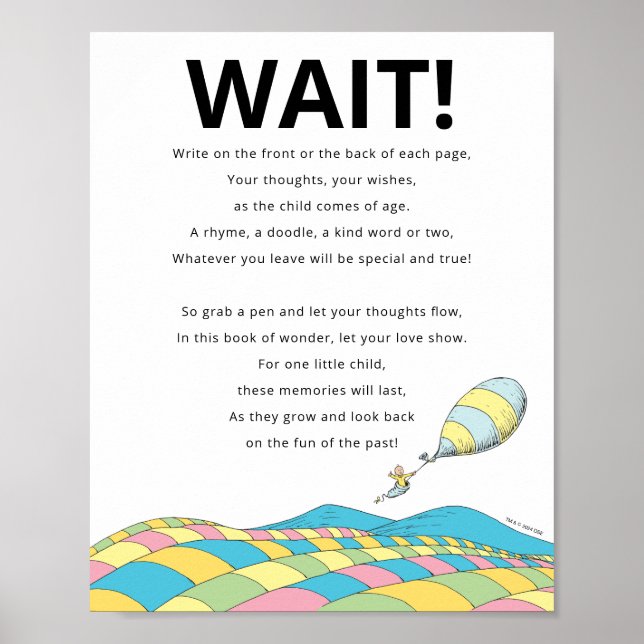 Dr. Seuss | Åh, de platser Gästbok Festskylt Poster (Framsidan)