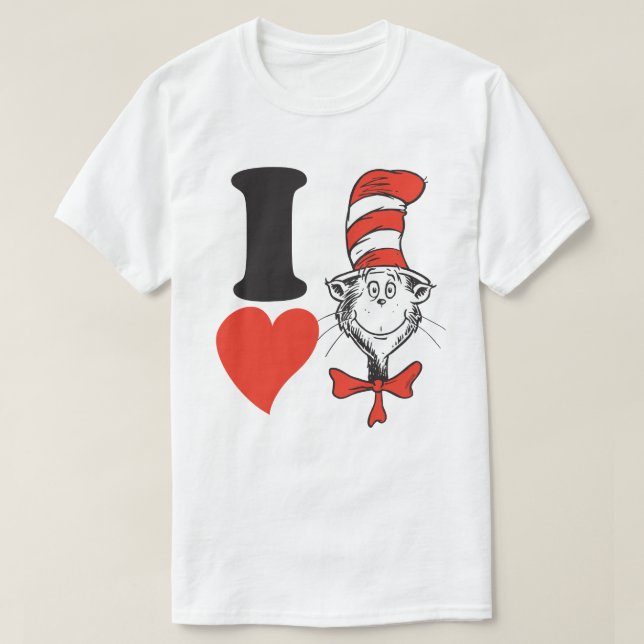 Dr. Seuss Alla hjärtans dag | Jag älskar katten i  T-shirt (Design framsida)