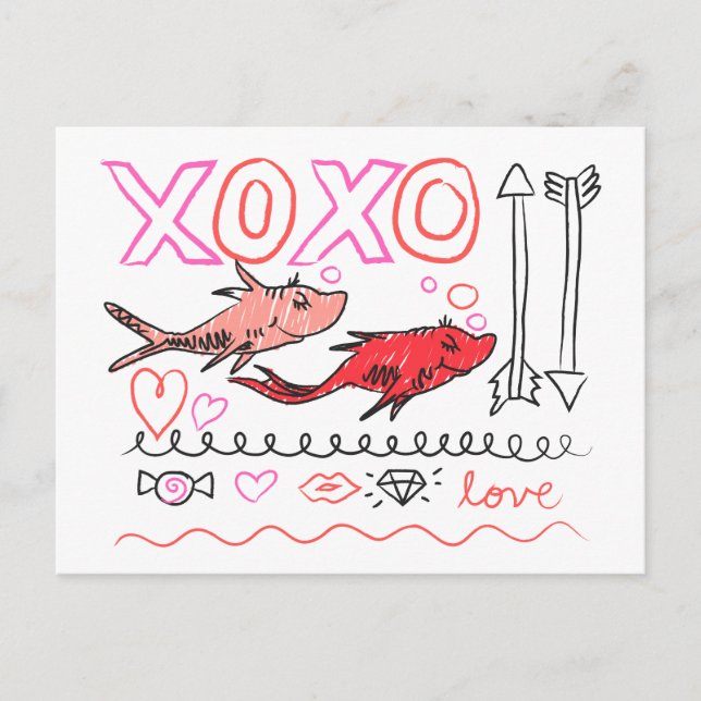 Dr. Seuss Alla hjärtans dag | XOXO Design Helg Vykort (Framsida)