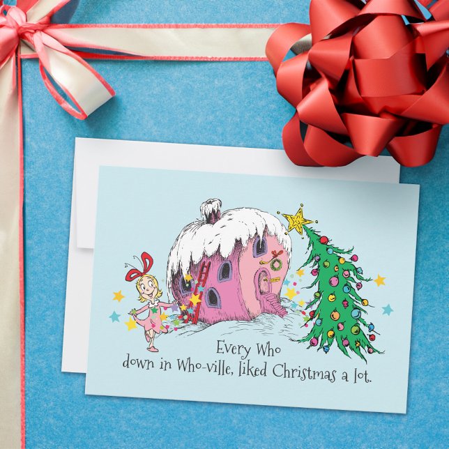 Dr Seuss | Alla i WHO-ville gillade Christma Julkort (Card on table)
