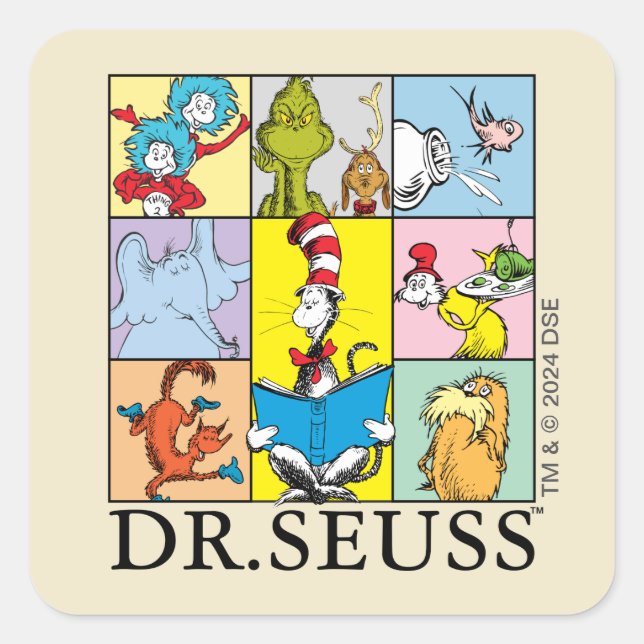 Dr Seuss | Artiklar, grafik Fyrkantigt Klistermärke (Framsida)