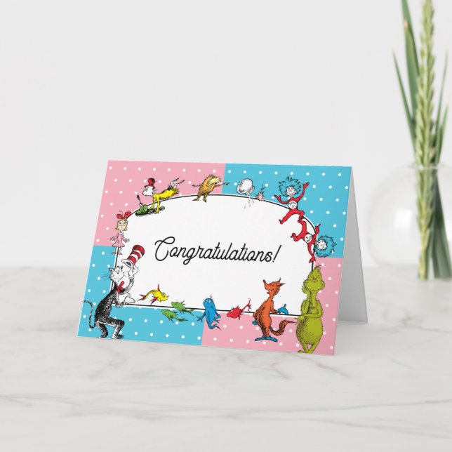 Dr. Seuss bokkaraktärer | Pastellgrattis Kort (Framsida)