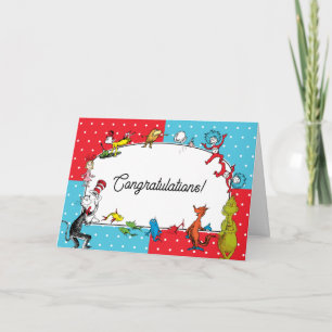 Dr. Seuss bokkaraktärer Pastellgrattis Kort