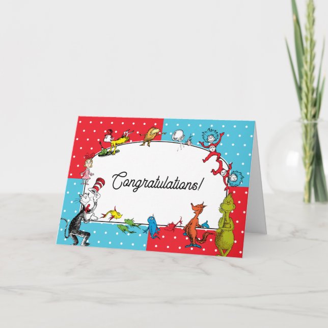 Dr. Seuss bokkaraktärer | Pastellgrattis Kort (Framsida)