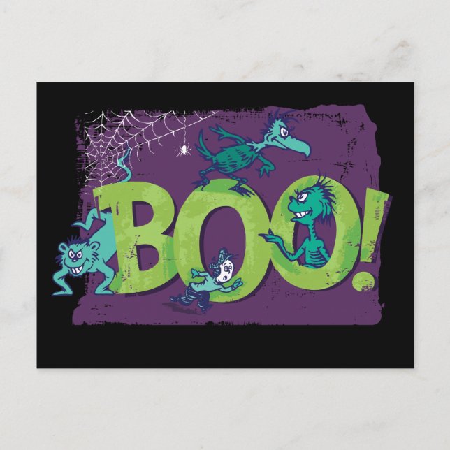 Dr Seuss | BOO! Halloween-grafik Vykort (Framsida)