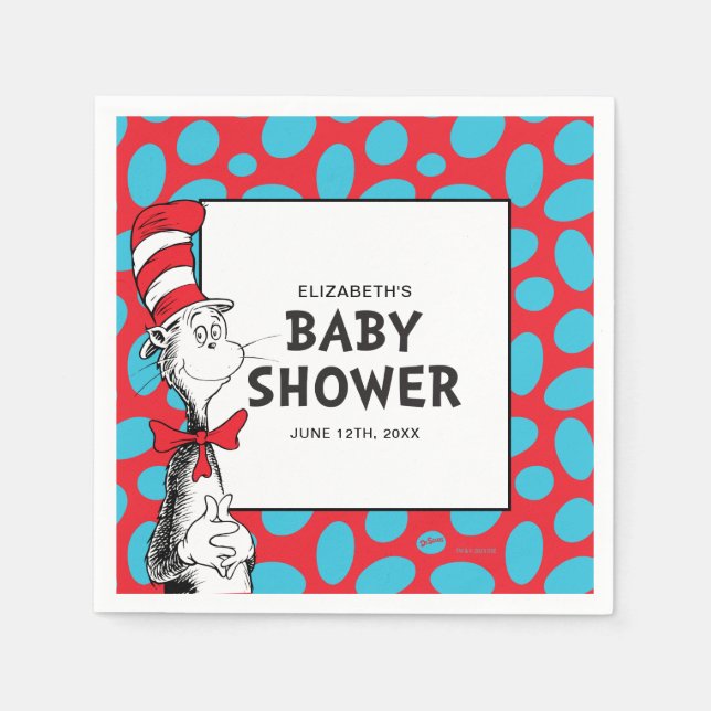 Dr Seuss Cat i Hat Baby Shower Pappersservett (Framsidan)