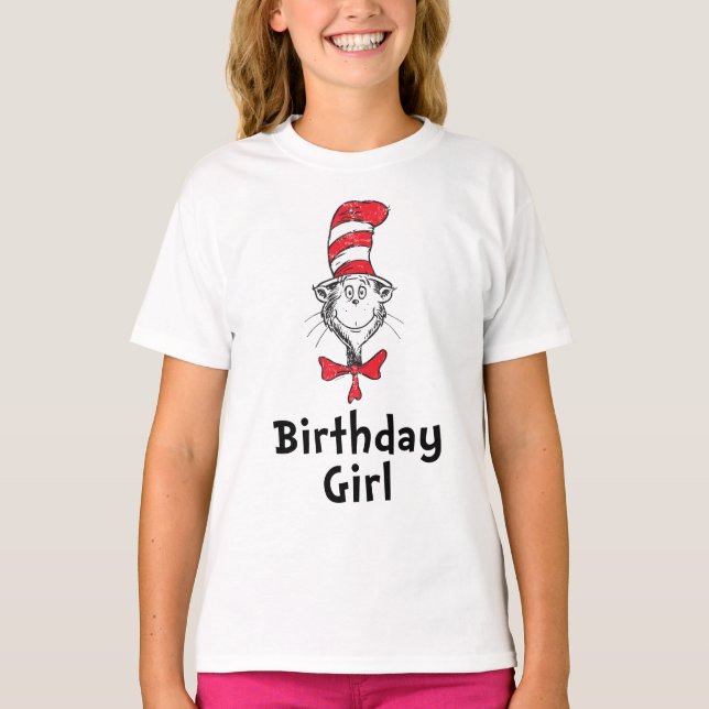 Dr Seuss Cat i Hat Birthday Girl T Shirt (Framsida)