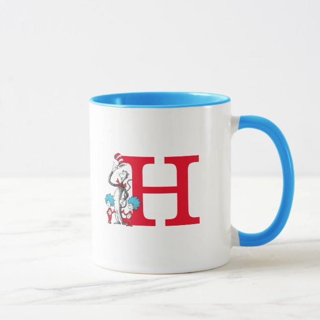 Dr Seuss Cat i Hat, Sak One Monogram H Mugg (Höger)