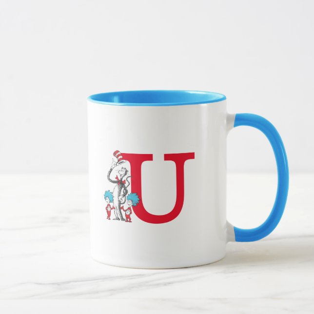 Dr Seuss Cat i Hat, Sak One Monogram U Mugg (Höger)