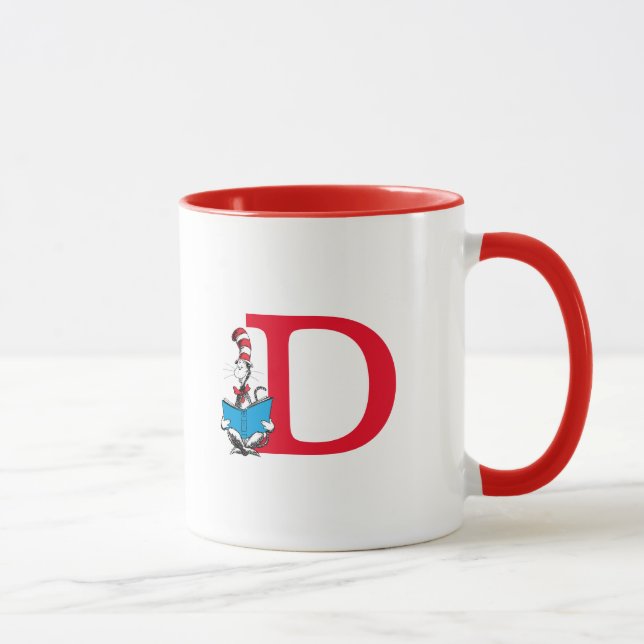 Dr Seuss Cat i hatten - läsa Monogram D Mugg (Höger)