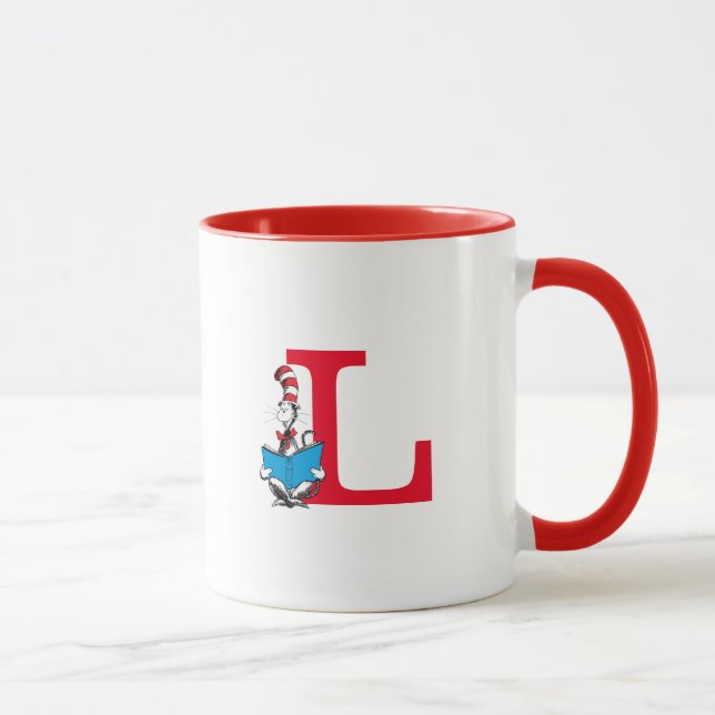 Dr Seuss Cat i hatten - läsa Monogram L. Mugg (Höger)