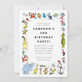 Dr Seuss Character Confetti | BARNS FÖDELSEDAG Inbjudningar