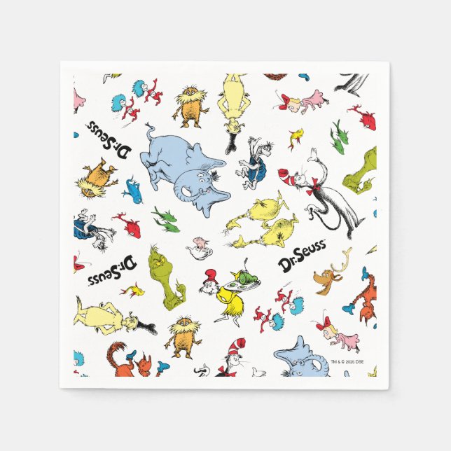 Dr Seuss Character Confetti | BARNS FÖDELSEDAG Pappersservett (Framsidan)