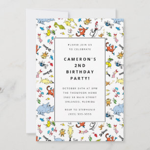 Dr Seuss Character Mönster   BARNS FÖDELSEDAG Inbjudningar