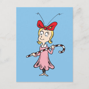 Dr Seuss Cindy-Lou Vem - Holding Candy cane Vykort