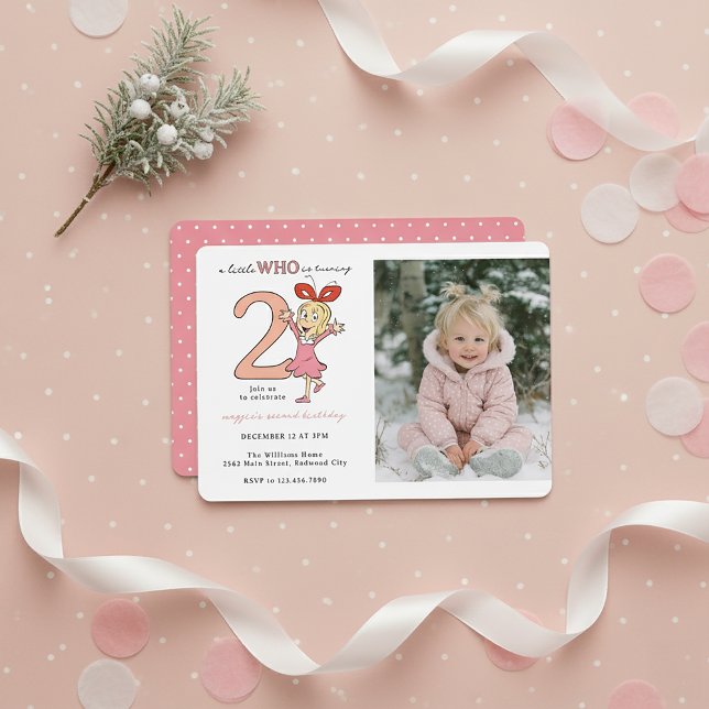 Dr. Seuss | Cindy-Lou Who Girl Birthday Invitation Inbjudningar (Skapare uppladdad)