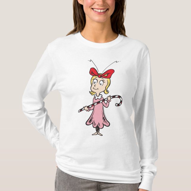 Dr Seuss| Cindy-Lou Who - Holding Candy cane T-shirt (Framsida)