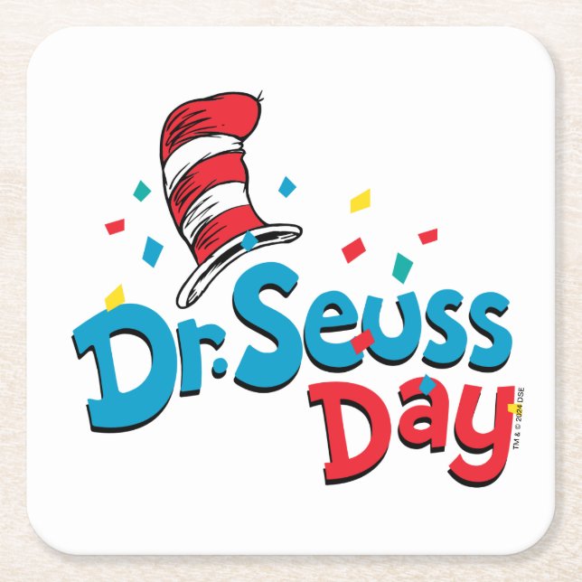 Dr Seuss Day | Konfetti Underlägg Papper Kvadrat (Framsidan)