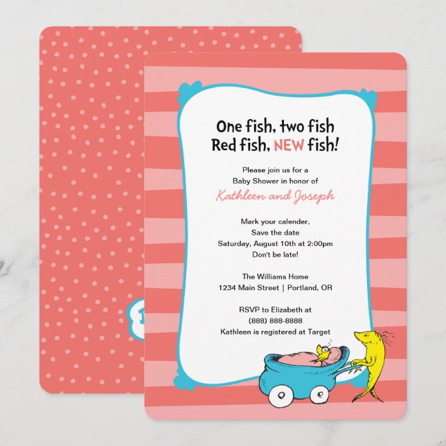 Dr Seuss | En fisk - Barnskor för flickor Inbjudningar (Fram/baksida)