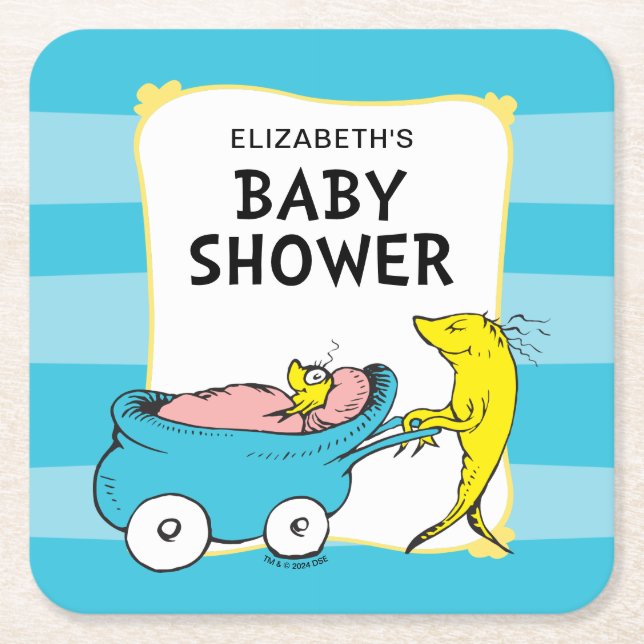 Dr. Seuss | En fisk - Pojk Babyshower Underlägg Papper Kvadrat (Framsidan)