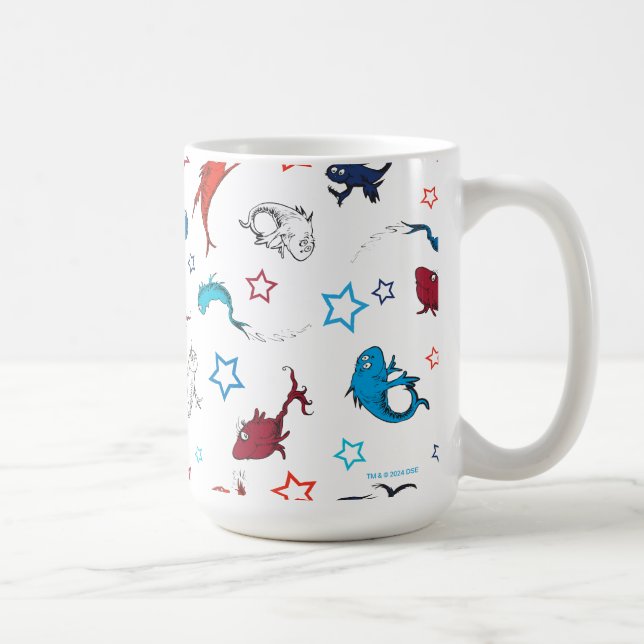 Dr. Seuss | En fisk två fisk stjärnmönster Kaffemugg (Höger)