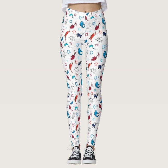 Dr. Seuss | En fisk två fiskar stjärnmönster Leggings (Framsida)